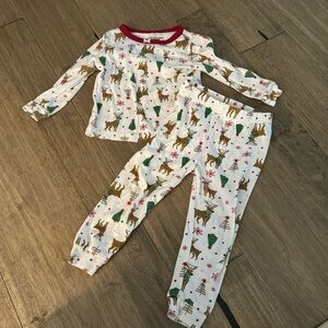 24 month cotton reindeer pajama set, 2 pieces long sleeve and long pant